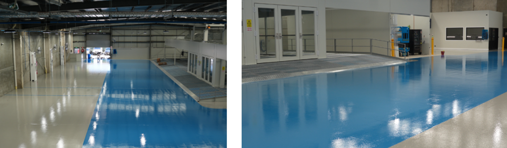 Finished Epoxy Flooring in Blue and Grey
